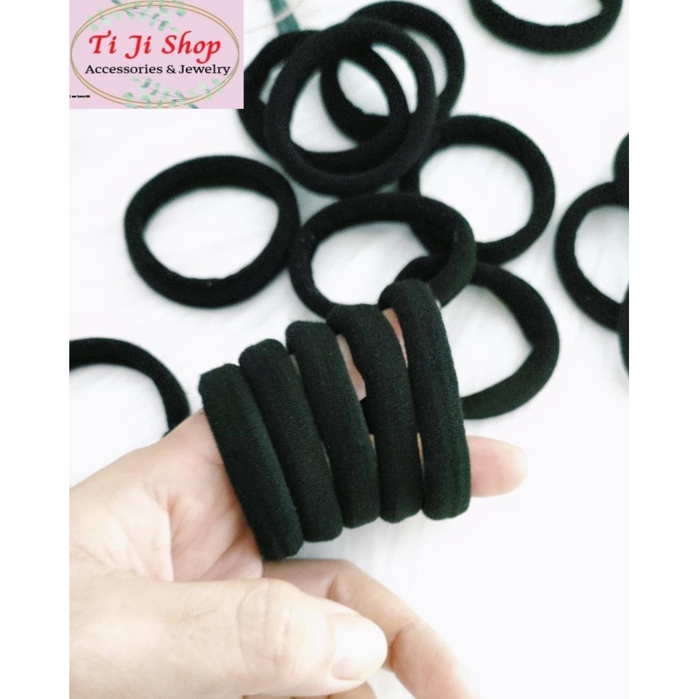 Set 6 sợi thun cột tóc loại 1 trơn lớn, buộc tóc mịn dày bền chắc