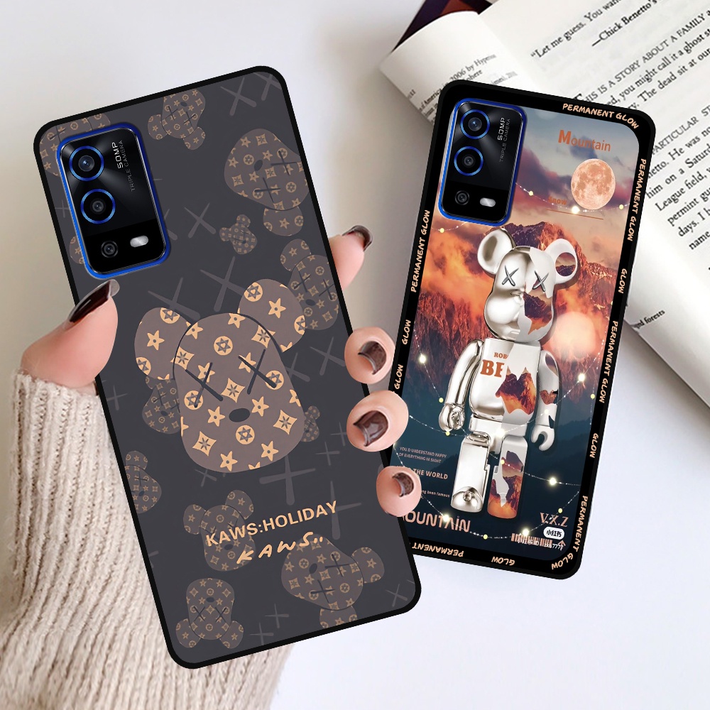 Ốp Oppo A55 in hình họa tiết Mountain, Be@rbrick dễ thương (T13 - T18)