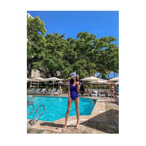 Bikini 2022 Xanh cô ban đậm siêu cá tính bikini, đồ bơi 1 mảnh Hàn Quốc