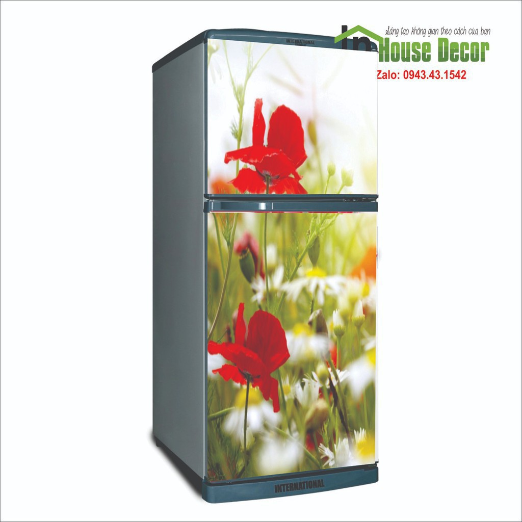 Miếng Dán Tủ Lạnh Chống Thấm Nước - Phù Hợp Mọi Loại Tủ - Vườn Hoa Đỏ
