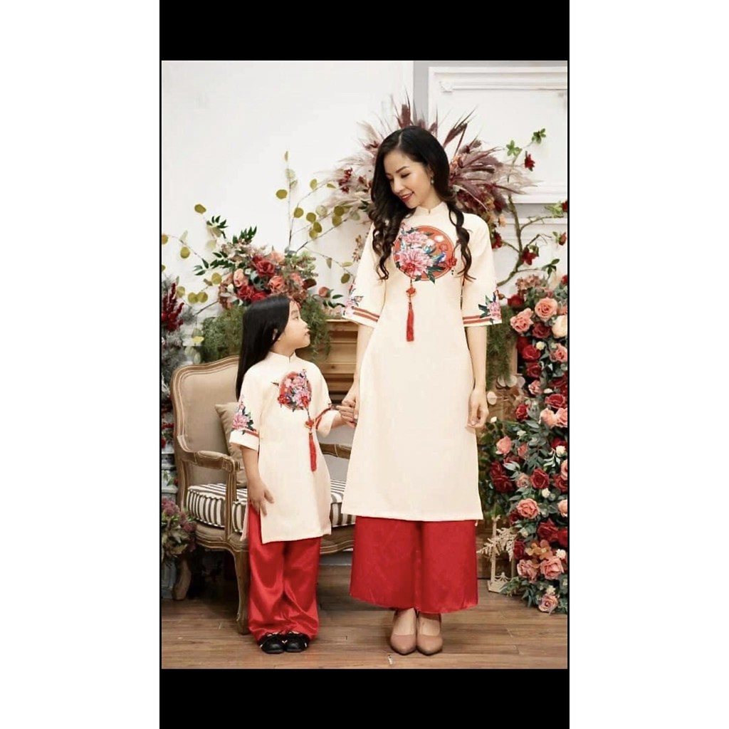 Set áo Dài Cách Tân Mẹ và Bé 🍒Áo cách tân đẹp giá rẻ