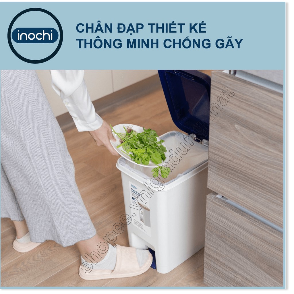 Thùng Rác Nhựa Đạp Chân Nắp Đậy Chữ Nhật Inochi 20 Lít Làm Sọt Rác Văn Phòng,Đựng Rác Gia Đình, Trong Nhà, Ngoài Trời