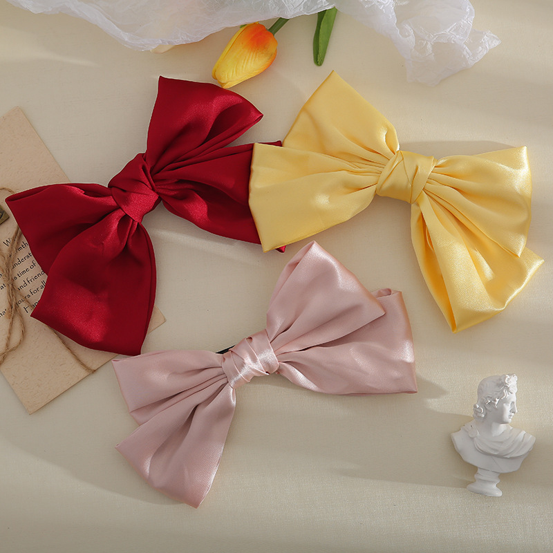 Kẹp Tóc Hình Nơ Vải Satin Phong Cách Hàn Quốc