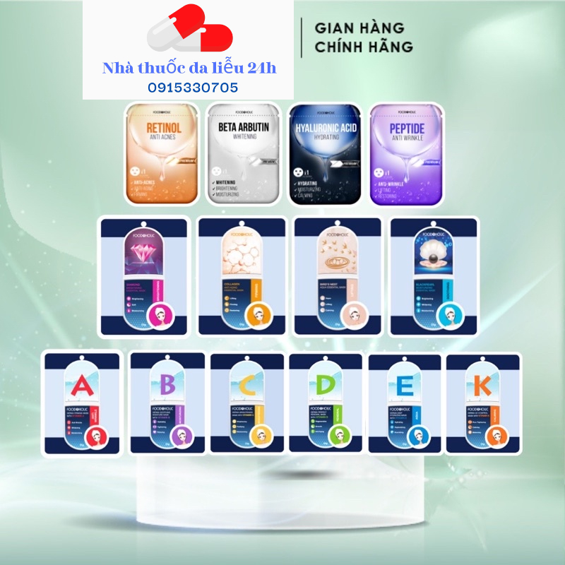 [ NHẬP KHẨU ] Mặt nạ giấy Foodaholic Essential Mask 23g - Nhà thuốc da liễu 24h Dalieu24h