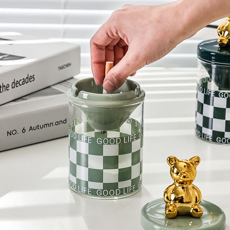 Gạt Tàn Thuốc Chống Bay Không Khói Có Nắp Đậy Kiểu Bắc Âu Sáng Tạo