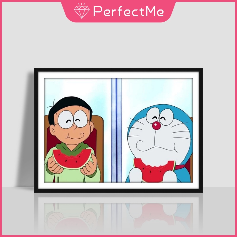 Bộ Tranh Đính Đá 5D Tự Làm 40x30cm Hình Doraemon Trang Trí Nhà Cửa
