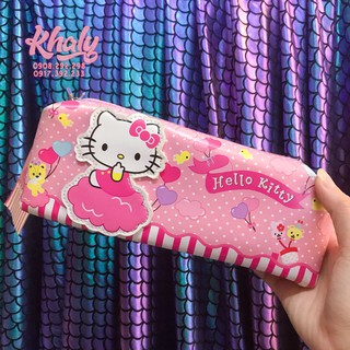💟Hộp bút, bóp viết da 1 ngăn hình Hello Kitty bong bóng tim màu hồng cho học sinh bé gái (Thái Lan) - 180KTB272001100