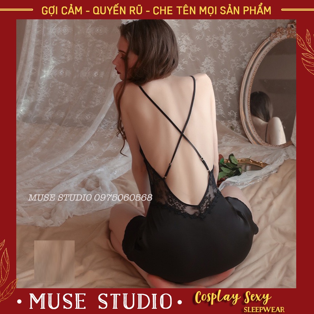Váy ngủ sexy, đầm ngủ gợi cảm nơ ngực hàng siêu cao cấp