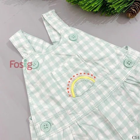[3-8kg 10-11kg] Quần Yếm Bé Gái Màu Caro Xanh Ngọc