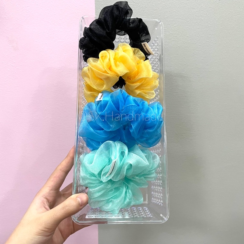 Buộc tóc handmade Scrunchies vải voan óng ánh