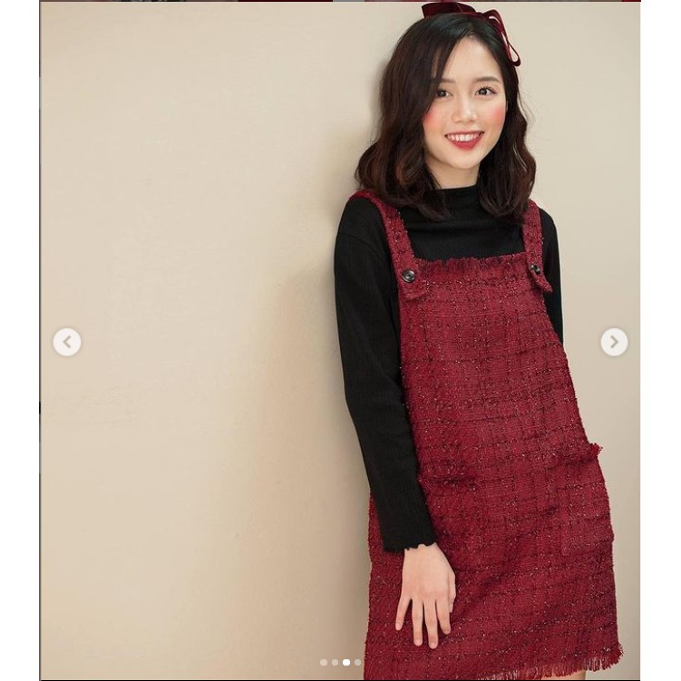 Váy yếm/ Đầm yếm đỏ Tweed Pinafore Naked By V