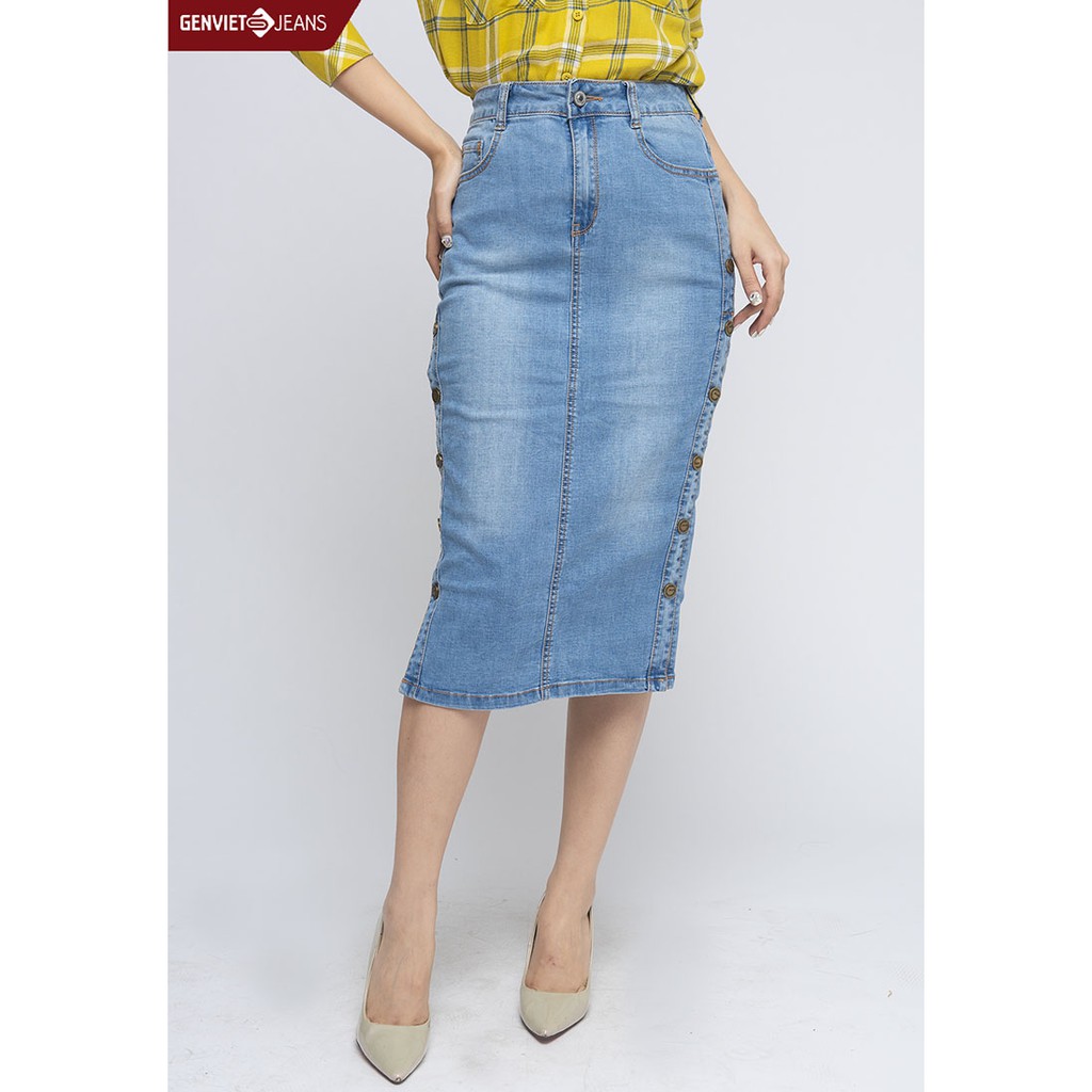 [Mã FASHIONMALLT4 giảm 15% đơn 150k] TJ321J1057 - Chân Váy Jeans Dáng Dài Nữ -GENVIET | BigBuy360 - bigbuy360.vn