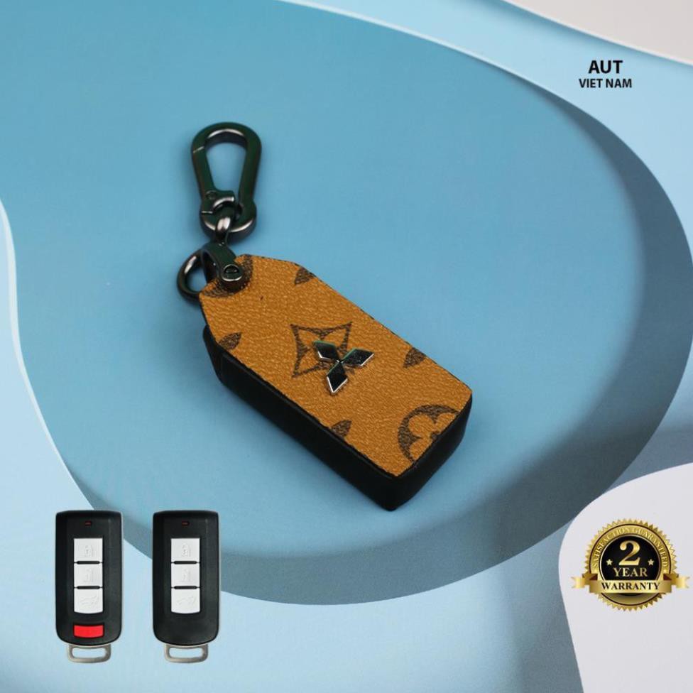 Bao da chìa khóa Smartkey Mitsubishi (Xpander, Outlander, Triton, Attrage, Pajero Sport) da Canvas L V xẻ túi cao cấp