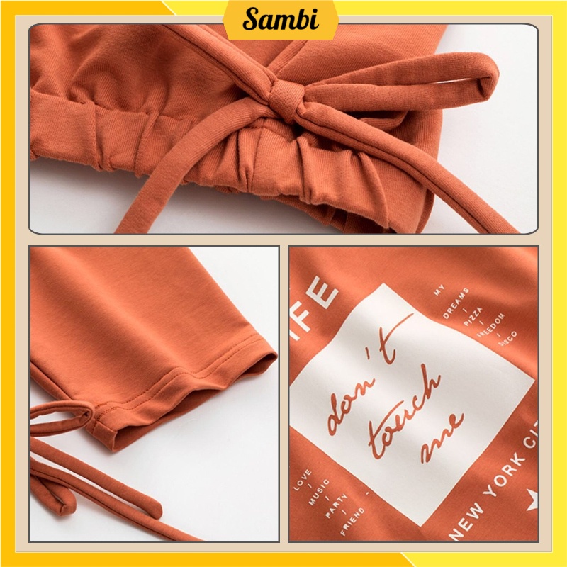 Bộ đồ thu đông nữ Sambi dài tay mặc nhà quần kẻ quần áo ngủ nữ phối hoạ tiết dễ thương | BigBuy360 - bigbuy360.vn