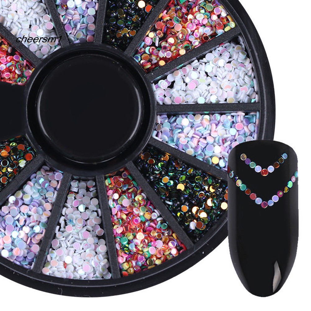 CHE♥1 Wheel 1mm Mixed-Color 3D Nail Art Decor DIY Round Sequins DIY Manicure