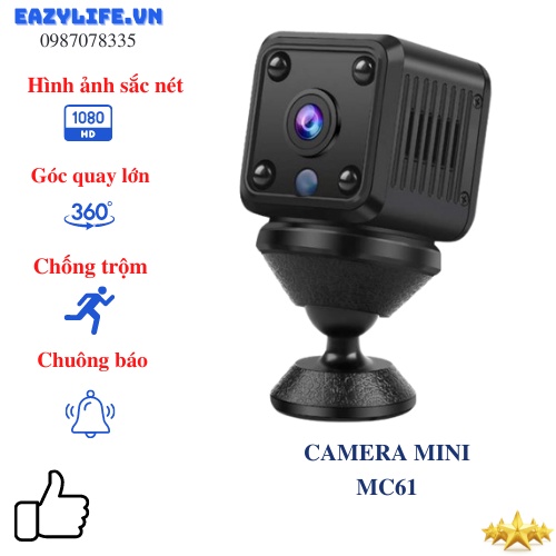 Camera wifi mini MC61 quay full HD siêu nét, camera giám sát an ninh phát hiện chuyển động và chuông báo