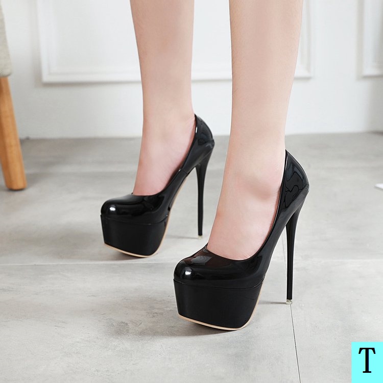 Giày Cao Gót Da PU Cao Gót 16cm Thiết Kế Sành Điệu Thời Trang Xuân Thu Cho Nữ