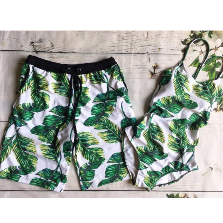 BIKINI liền đôi nam nữ họa tiết lá cây