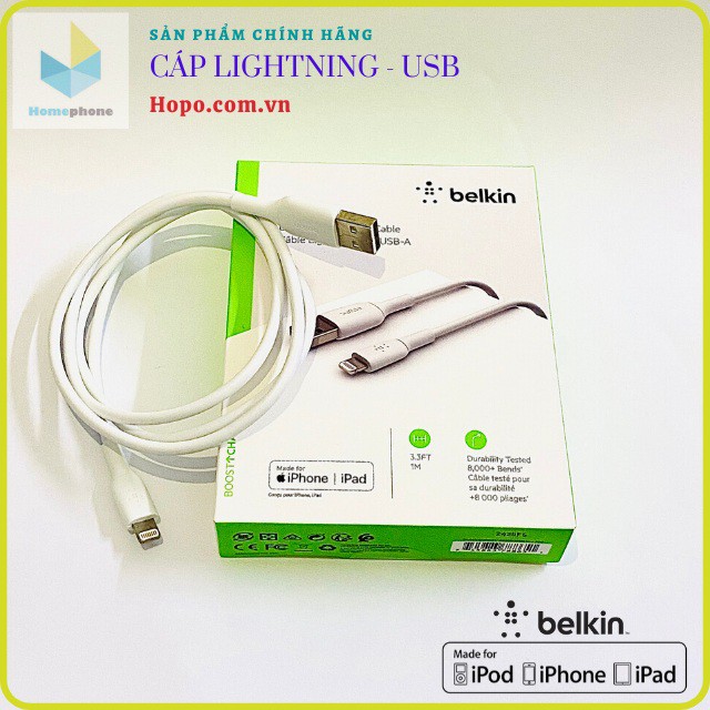 [SIÊU CHẤT] Cáp Sạc Nhanh Belkin Chính Hãng BOOST CHARGE:tm: Lightning To USB-A 1m. Hai Màu Trắng/ Midnight. Hàng Fullox