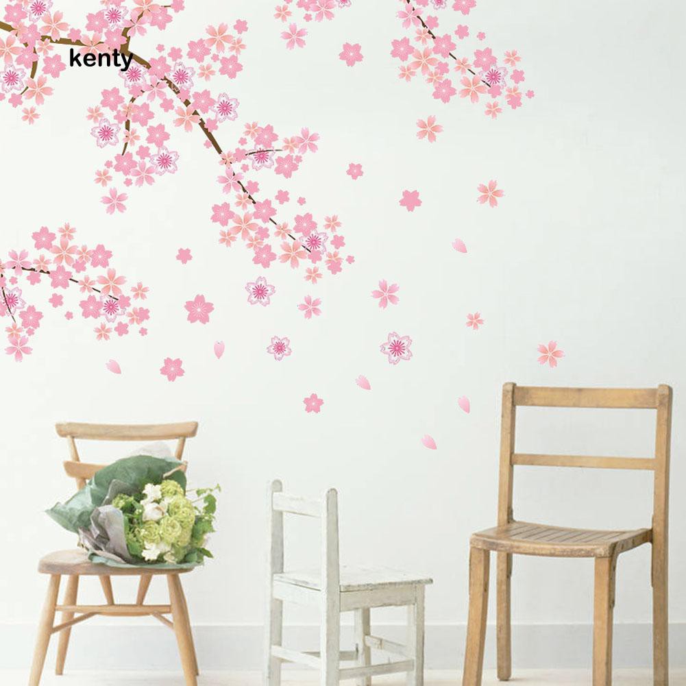 Miếng decal dán trang trí tường kích thước 50cm x 70cm họa tiết Hoa Anh Đào trang nhã lịch sự