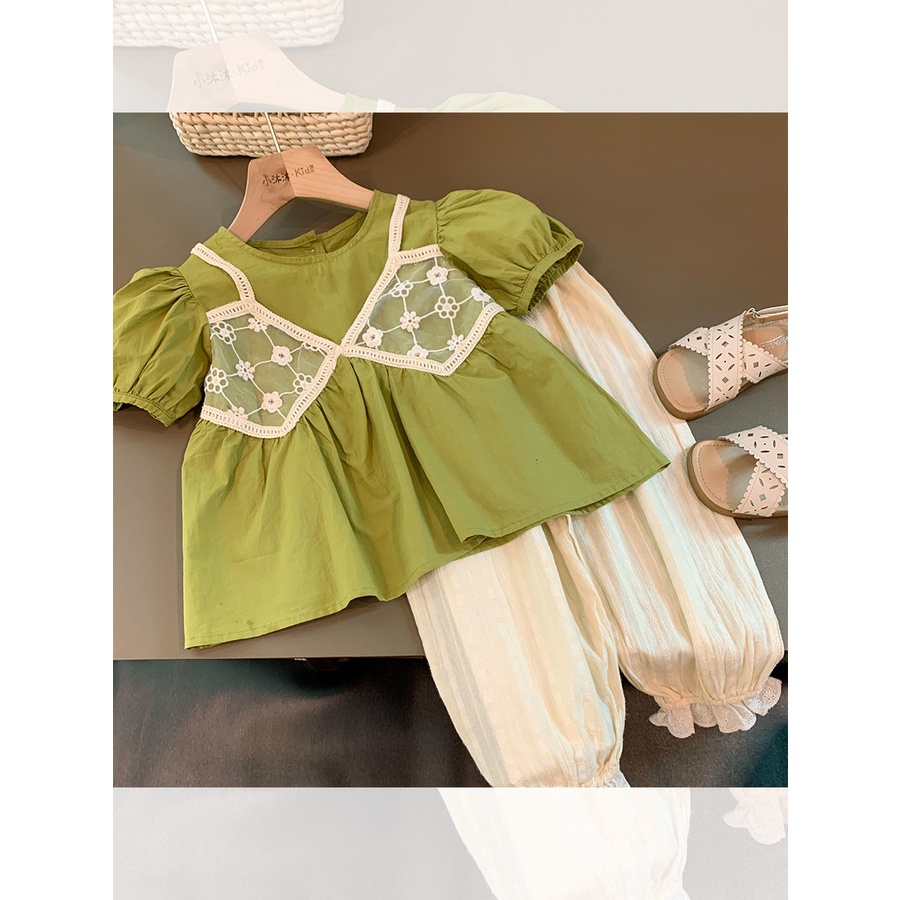 Set Áo Thun Ngắn Tay + Quần Dài 5 Món Thời Trang Mùa Hè Hàn Quốc Cho Bé Gái