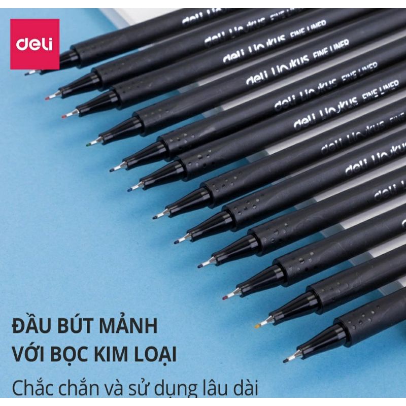 Bút liner đi nét có thể rửa được Deli - chuyên viết caligraphy thư pháp brush letter - EQ900