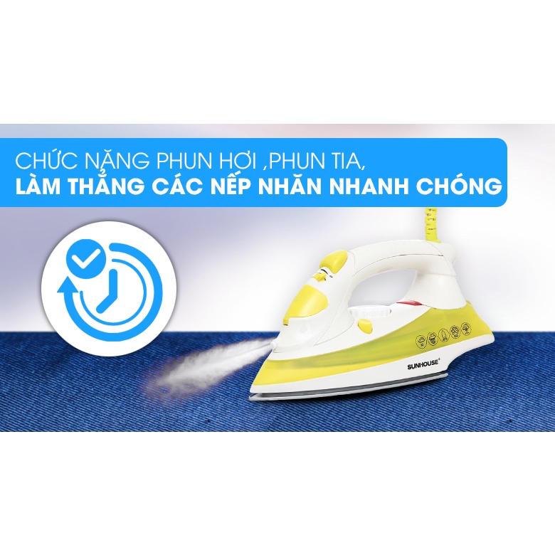 Bàn Ủi Hơi Nước Sunhouse SHD2067 - Hàng Chính Hãng (Bảo Hành Toàn Quốc 12 Tháng)