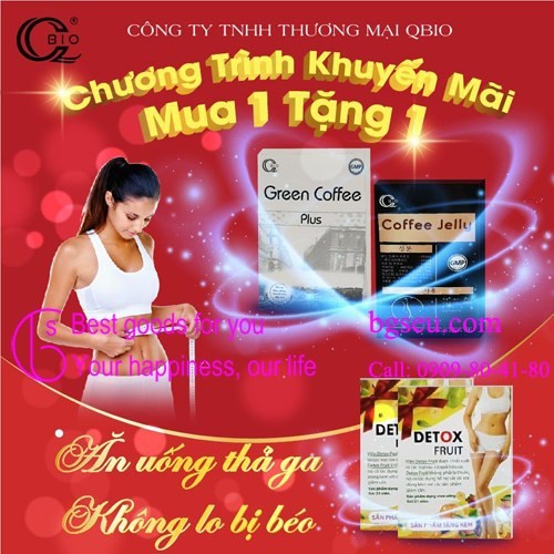 Cafe xanh Green Coffee Plus Qbio - Giảm Cân An Toàn - Không tác dụng phụ, không chất gây hại sức khỏe