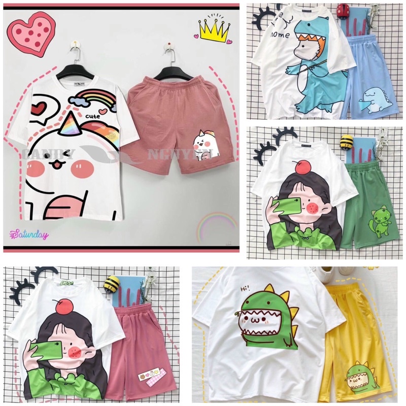 Đồ bộ hoạt hình form rộng Unisex Gấu trà sữa bò Freesize dành cho nam nữ-JAMI-AT_DOBO