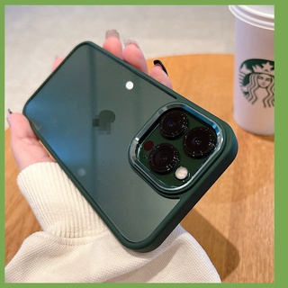 Ốp Điện Thoại Silicone Mềm Trong Suốt Viền Kim Loại Chống Sốc Màu Xanh Lá Cây 2022 13 13promax 12pro 11