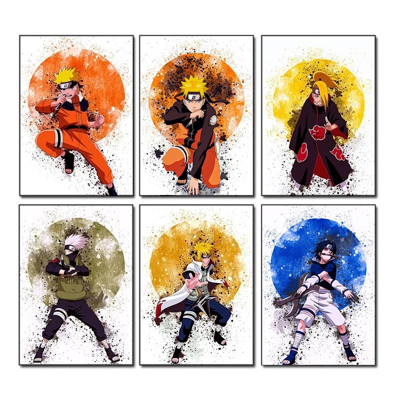 Bộ Dụng Cụ Tô Màu Tranh Sơn Dầu Theo Số Họa Tiết Anime Naruto Sasuke DIY