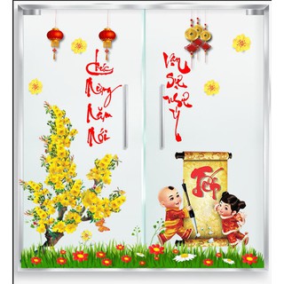 Decal trang trí tết xuân có sẵn keo PK622 (Không phai màu)