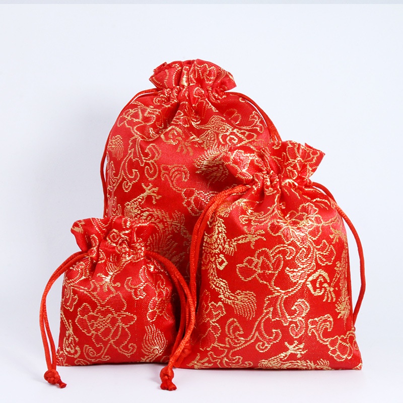 Sỉ 10 túi gấm đỏ phong thủy may mắn, đựng đồ phong thủy, trang sức