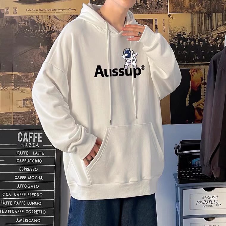 Áo hoodie dáng rộng in chữ phong cách Hàn Quốc thời trang cho nam và nữ size M-5XL