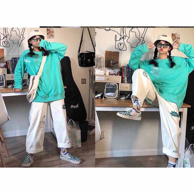 ❤️ ẢNH THẬT - GIÁ SỈ ❤️ Quần Jogger Nỉ Quần Thể Thao Ống Xuông Nam Nữ Họa Tiết Trà Sữa Rộng Lưng Thun Dây Rút M00
