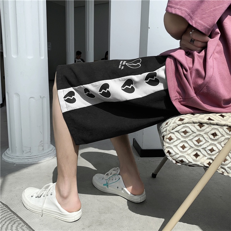 Quần Short Thể Thao Ống Thẳng Phối Màu Sắc Tương Phản Phong Cách Đường Phố Mỹ Cho Nam