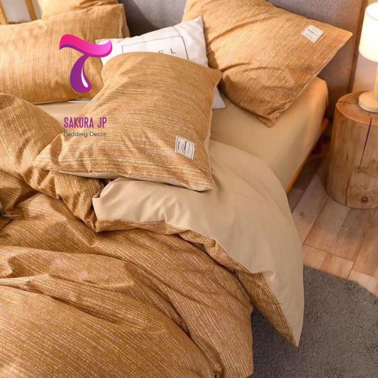 HÀNG MỚI- Bộ Chăn Ga Gối Đệm TC Nhập Khẩu Xước Cam Vàng - BST Chăn Ga Gối Tici
