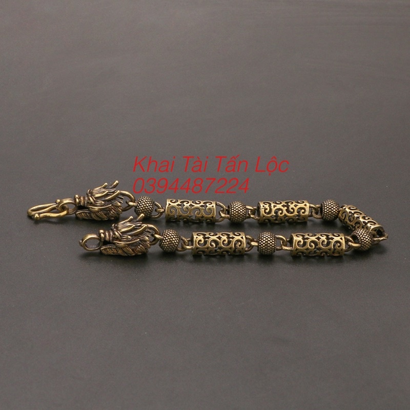 Lắc tay đầu rồng đốt trúc bằng đồng