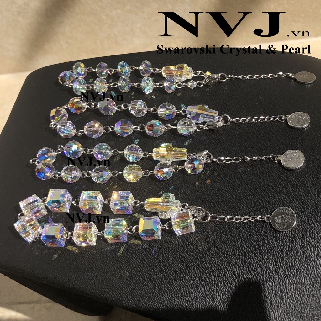 Chuỗi mân côi vòng tay 10 hạt pha lê Áo Swarovski cao cấp sang trọng lấp lánh: hạt vuông, tròn, tròn nhuyễn, bánh cam