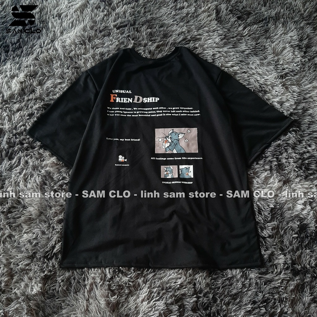 Áo thun tay lỡ nữ  SAM CLO  freesize phông form rộng dáng Unisex - Ulzzang mặc cặp, nhóm, lớp in DÒNG CHỮ UNISUAL FRIEND