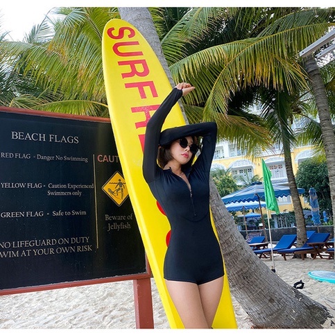 Bikini nữ tay dài, liền thân trơn cá tính