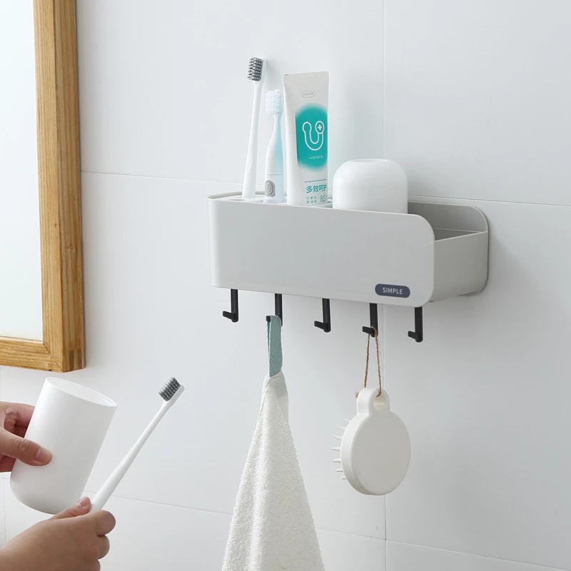 Giá Đỡ Bàn Chải Đánh Răng Có Móc Treo Tường Đa Năng Tiện Dụng Cho Nhà Tắm