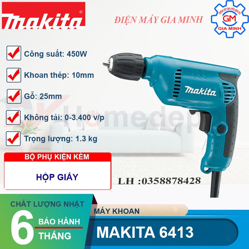 Máy khoan sắt thép gỗ Makita 6413