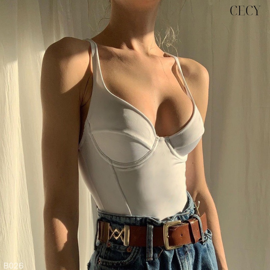 Áo 2 dây Bodysuit cúp ngực quyến rũ, Áo bó sát, áo body sexy, áo xẻ ngực sâu B026 | BigBuy360 - bigbuy360.vn