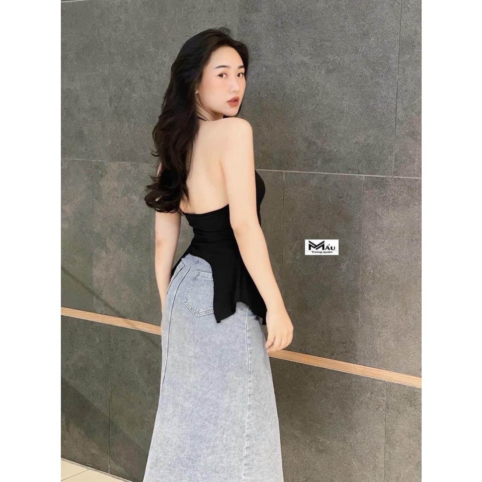 Áo croptop body cổ dây PINKSTORE29, áo kiểu hở lưng khoét ngực siêu TÁO BẠO A5355