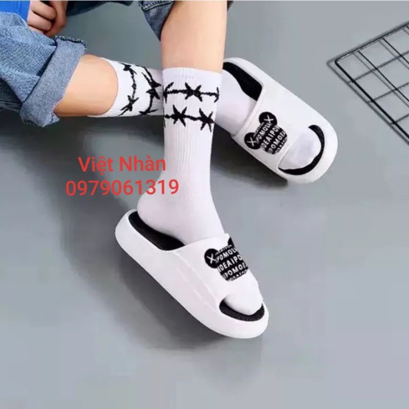 (DÉP GIẢM GIÁ) Dép bánh mì trắng ulzang hình gấu tăng chiều cao chất liệu EVA đi êm chân