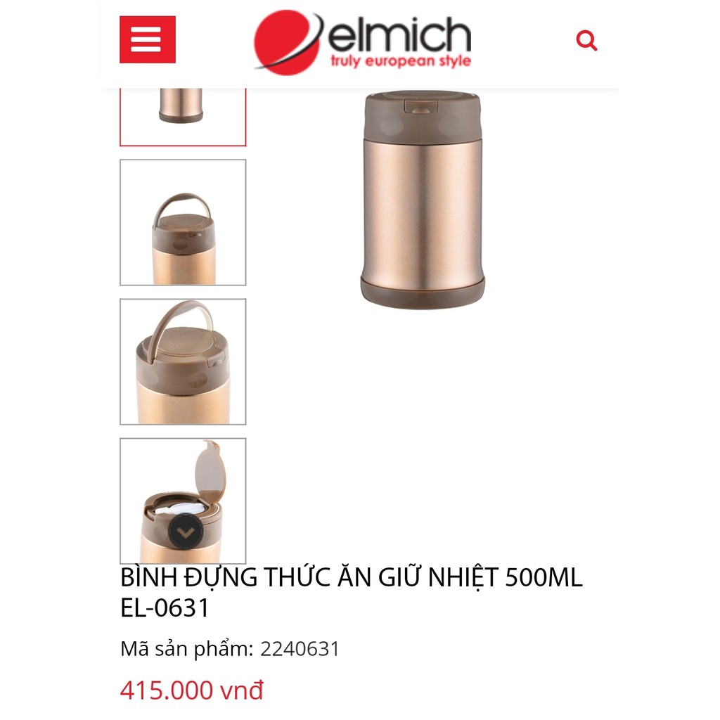 BÌNH ĐỰNG THỨC ĂN GIỮ NHIỆT ELMICH EL-0631 500ML