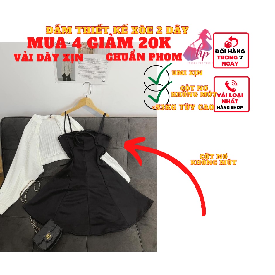 Váy đầm 2 dây nữ dáng xòe hàng thiết kế ôm body trơn chất thun xịn màu đen dự tiệc sang chảnh thời trang sexy VD104