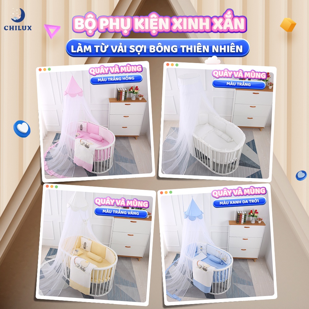 Nôi tròn cho bé Chilux - Sang trọng và tính tế - 100% gỗ thông tự nhiên - Nước sơn an toàn cho bé- Bảo hành 3 năm