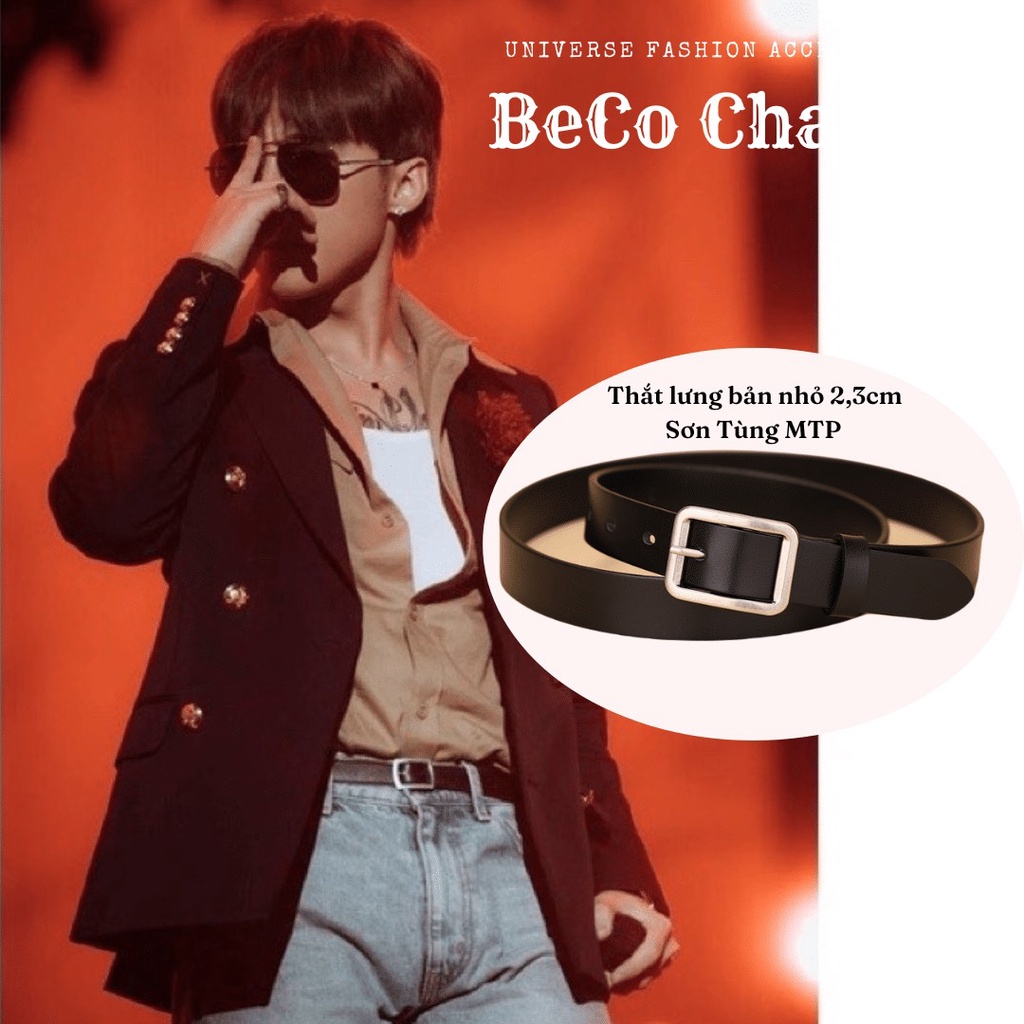 Thắt Lưng Nam Nữ Bản Nhỏ Sơn Tùng 2.3cm, Dây Nịt Nam Mặt Chữ Nhật, Dây Thắt Lưng Unisex Kiểu Hàn Quốc BeCo Charm
